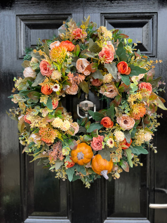 48cmAUTUMN DELUXE FOLIAGE PUMPKIN WREATH