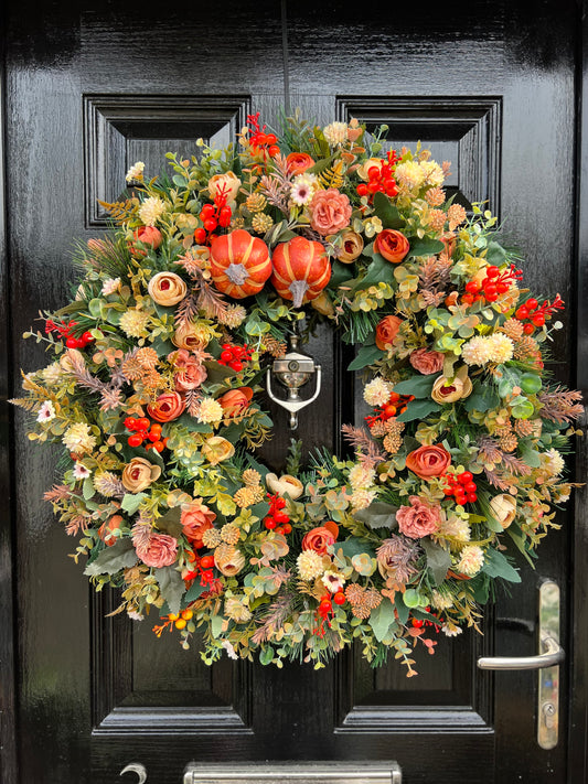 60cm DELUXE AUTUMN PUMPKIN FOLIAGE WREATH