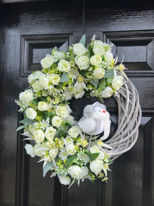 WICKER BIRD IVORY WREATH WREATH