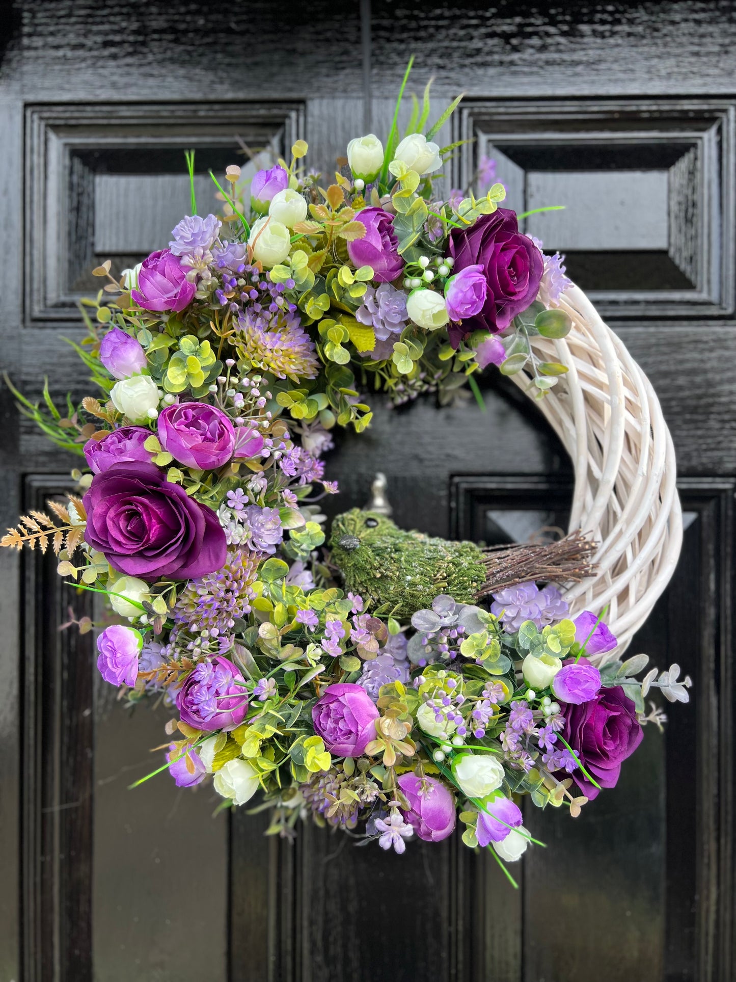 WICKER LILAC/PURPLE MIXED FOLIAGE AUTUMN WREATH