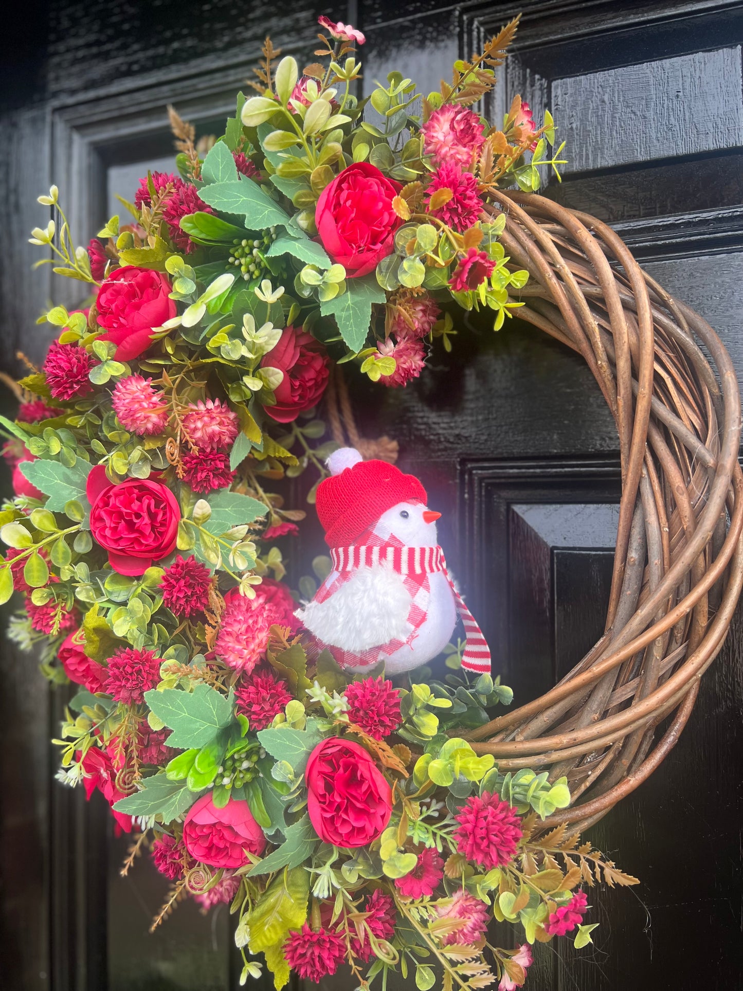 WILLOW RED BIRD  MIXED FOLIAGE WREATH